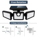 Otdair Solar Security Lights, 3 Head PIR Motion Sensor Lights Adjustable 128LED Flood Lights Outdoor Spotlights 360° Rotatable IP65 Waterproof for Porch Garden Patio Yard Garage Pathway. 