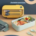 Rectangular 2 Compartment Bento Box With Spoon & Fork Lunch Box for Adults and Kids Dishwasher and Microwave Safe. 