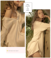 Women Shirt Dress Sexy Pajama Girl's Shirt Satin Women Tops Casual Blouse 2023 Spring Autumn Loose Mid-length White Shirt Women. 