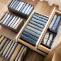 6-9 Pockets  Wardrobe Jeans Organizer, Jeans Compartment Storage Box, Clothes Drawer Mesh Separation Box, Portable Foldable Closet -- The Flex. 