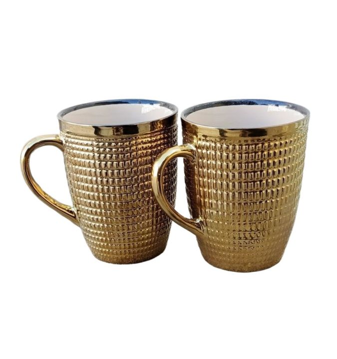 Pack of 2 GOLDEN Cups for Tea and Coffee Beautiful GoldPlated Fancy