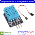 DHT11 Digital Temperature Humidity Sensor Module 3-Pin Smart Kit with 3pcs Female Wires Compatible with Arduino, Raspberry Pi, and ESP8266 by Electrica. 