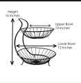 Superior Two and Three-Tier Kitchen Organizer with Fruit Basket, Vegetable Stand, and Fruit and Vegetable Bowl for Storage Fruit Storage: Black Iron Stand with Kitchen Counter Rack. 