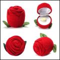 Romantic Rose Shape Flower Box For Couple - Cute Velvet Red Rose Gift Box - Couple Ring Box For Your Loved Ones. 