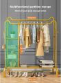 Double Pole Clothing Rack Freestanding Coat Hanger, Clothes Hanging Rails With Lower Storage Shelf. 