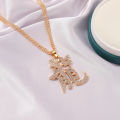 Vintage Chinese Style Chinese Character Necklace Chinese Dragon Full Diamond Men's Long Double-Layer Sweater Chain Twelve Zodiac Jewelry Wholesale. 