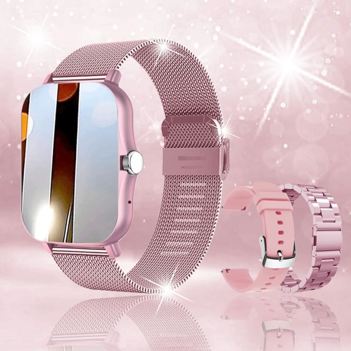 +3pc Square Smart Watch Women Men Smartwatch Touch Dial Calls Music Smartclock For Android IOS Fitness Tracker Sport Smart-watch Nightmaree