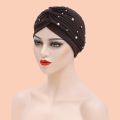 Fashion Muslim Women Hijab Inner Caps Solid Color with White Pearl Head Scarf Cross Headscarf Headwrap Islam Women Turban. 