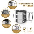 Stainless Steel Flour Sieve, 3 Cup Rotating Crank Pastry Sieve Flour Kitchen Craft Stainless Steel for Home Bakeries Pastries Flour Ice Sugar. 