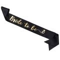 Bride to Be Sash - Bachelorette Party Sash Bridal Shower Hen Party Wedding Decorations Party Favors Accessories (Black with Gold Lettering). 