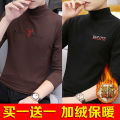 Double-Sided Velvet Half Turtleneck Men's Sweater Autumn and Winter Thermal Bottoming Shirt Underwear Trendy Elastic Long SleeveTT-shirt Youth Sweater. 