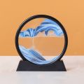 Moving Sand Art Picture, Round Glass 3D Deep Sea, Sandscape in Motion Display, Flowing Sand Frame. 