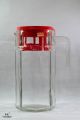 Carol Transparent Glass Jug, Glass Pitcher, with perfect unbreakable packing, for juice and Drinks 1.5 ml, 1.5 Liters capacity with red plastic lid. 