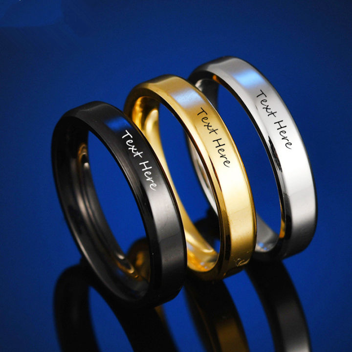 CUSTOMIZED NAME RING WITH GIFT BOX PACKING THREE COLORS AVAILABLE GOLDEN,SILVER,BLACK (PERFECT GIFT TO SEND YOUR WIFE , HUSBAND , FIANCE OR ANY ONE)