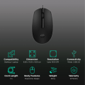 Quick Dazar HP_ M10 Wired USB Mouse with 3 Buttons High Definition 1000 DPI Optical Tracking and Ambidextrous Design. 