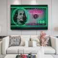 One Hundred Dollars Canvas Art Prints Money Never Sleeps Inspiring Wall Paintings Graffiti Posters Pictures Home Decor Cuadros. 