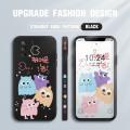 Jizetin for OPPO F19 / A74 / A95 Case Funny Cartoon Monster Family Side Design Phone Cover Square Edge Pattern Liquid Silicone Phone Cases. 