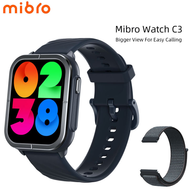 Mibro Watch C3 Dual-core 2-in-1 Chip 1.85" HD screen with Wrist Bluetooth Calling Smartwatch (Dual Silicone & Woven Strap)
