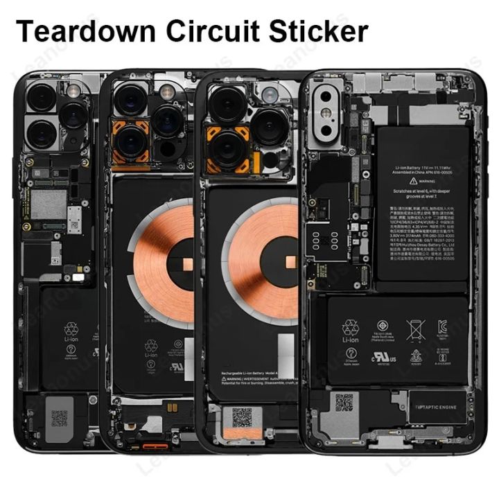 Teardown Circuit Skin for iPhone 11 12 13 14 15 Pro Max XS Max Back Screen Protector Film Cover Tear Down Camouflage Sticker