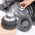 Steel Wire Ball Cleaning Supples Round Handle Design Cleaning Brush Decontamination Kitchen Cleaning Brush Dishwashing Wire Ball 1Pcs. 