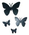 Wooden Butterfly 4pcs Black Color For Room Wall Decoration Self Adhesive. 