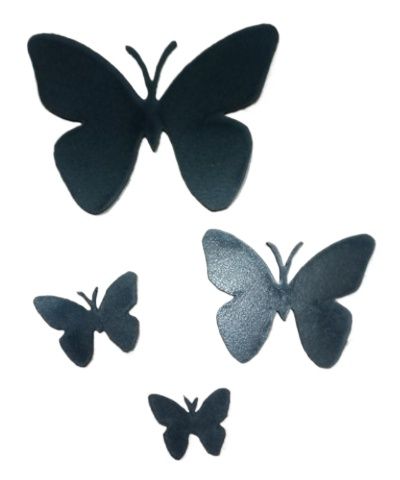 Wooden Butterfly 4pcs Black Color For Room Wall Decoration Self Adhesive