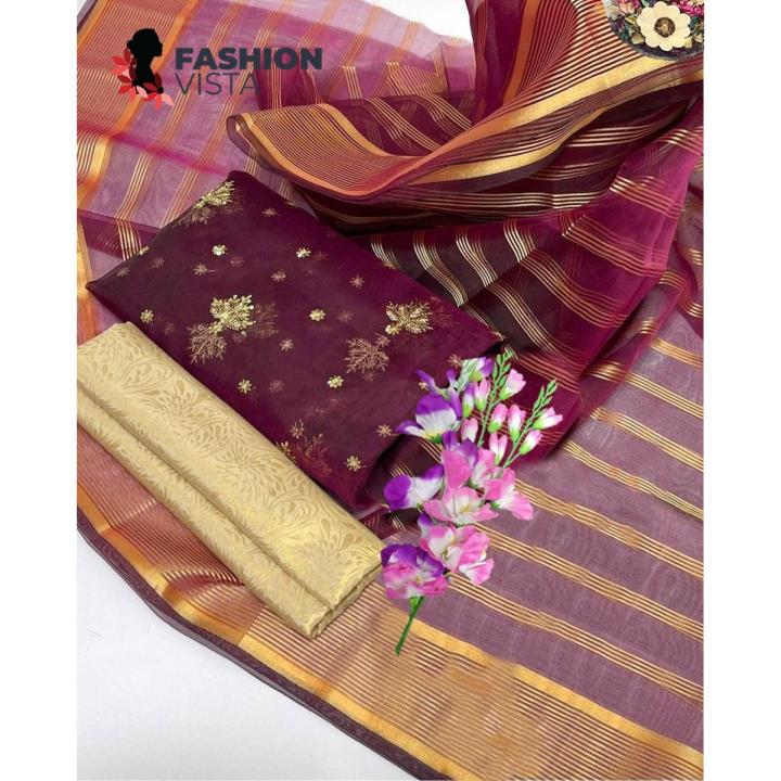 Fashion%20Vista%20Pure%20Organza%20Bunch%203%20PC%20Unstitched%20Suit%20With%20Organza%20Zari%20Lining%20Dupatta%20and%20Maysori%20Trouser%20-%20Unstitched%20Fabric%20For%20Women%20-%20Dress%20For%20Girls%20-%20Dress%20For%20Women%20-%20(Magenta%20Color)%20-%20Image%202