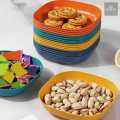 Colorful Vibrant Square shaped kids plate set with plate holder mini plates Colorful children Dinner & Breakfast plates Baby Feeding Plates. 