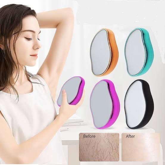 Hair Removal Pain-less Physical Manual Epilator Crystal Hair Eraser Nano Glass Hair Removal Washable Portable Hair Removal Device Beauty Tool Hair Eraser Stone for Man and Women Arms Legs Back