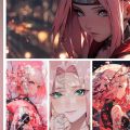 Naruto Sakura Haruno (4) Anime Stickers (UNCUT) for Journal Scrapbook Phone Cover. 