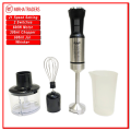 4 in 1 Hand Blender Set with 2 Switches – 21 Speed Setting, 600W HandBlender Stick, Whisker, 300ml Chopper, 700ml Jar, Chopper Machine - Kitchen Accessories for Grinding, Mixing, and Blending – Mirha Traders. 