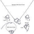 Stud Earrings Necklace Bracelet Ring Rhinestones Korean Style Simple Jewelry Set. 