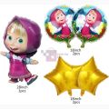 Masha And The Bear Foil Balloons Set - 28 inch - Masha And The Bear Birthday Theme - Pink - Girls - Pack Of 5 Masha And The Bear Balloons. 