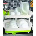 Double Layer Dish Rack with Water Drainer - Two-Tier Kitchen Organizer, Multicolor. 