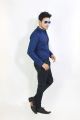 Auditors®️ Mens Semi-Formal Plain Cotton Chambray Shirt Navy Blue Colour 100% Pure Cotton Chambray Fabric - Code AMS-178. 