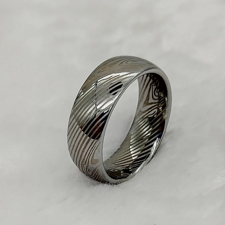 High Quality Waterproof Damuscus Steel Tungsten Carbide Ring For Men Male Boys Never fade Handmade Western Fashion Jewelry