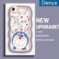 dienya For OPPO A83 Case Cartoon Cute Shy Doraemon Colorful Lovely Cream Wave Border Soft Clear Shockproof Phone Cases Creative Camera Transparent Casing Simple Silicone Protective Cover. 