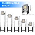 Multifunctional Work light Adjustable color Temperature Rechargeable LED Work Light with Stand, Cordless Work Light 10AH Battery, Power Bank 750/1500/3000 Lumen, 2700/8000K Dimmable ( 128 White light SMD / 128 Yellow Light SMD / 20 Red light SMD. 