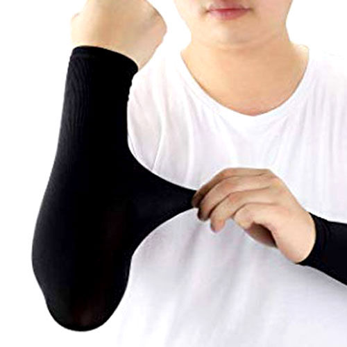 Pair of Arm Sleeves for Cricket UV Protective Arms Sleeves for Men's Useful During Most Sports and Outdoor Activities in Black and White Free Size