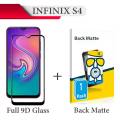 Infinix S4 X626 Full 9D Tempered Glass Screen Protector + Back Matte Protector Back Soft Skin Film Protection For X626 infinix S4. 