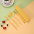 Spoon Fork Chopsticks Knife Box Wheatstraw Natural Plastic Cutlery 4 Pcs Set. 