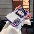 For Xiaomi Mi 10T / 10T Pro Back Cover with 3D Bear Hidden Stand Bracket Luxury 6D Gradient Shiny Plating Glitter Women Phone Case Clear Soft Silicone Protective Cases Pouch Girls. 