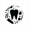 Dentist Tools Wall Sticker for Dental Clinic, Decorative Vinyl Sticker for Office Space. 
