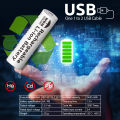 WBM Smart Rechargeable Cell, 2Pcs AA Cell Battery Built-in USB Port No Need of Any Charger – 2400mah.. 