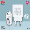 Original 5A HUAWEI Fast Charger 40W - Model - Hw-050450E00 -  Supercharge -Type C Charger- Type C Cable For Mobile - Fast charging - Turbo Charger - Wall charger - White. 