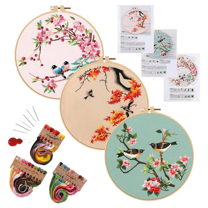 3 Pack Embroidery Starter Kit for Beners, Cross Stitch Kits