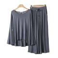Grey Loose Sleeves T-shirt With Plazzo Trouser Suit. 