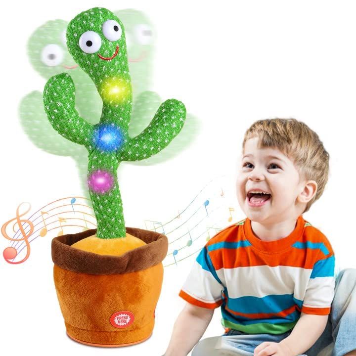 Rechargeable Dancing and Singing Cactus Toy with Recording Lighting Repeats What You Say Fun Toy Gifts for Boys and Girls