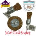 6mm Brass Drill Brush / shaving / kulfi Wire Wheel Brush Cups Tool Shank for Drill Rust Weld- 3 pc’s set. 