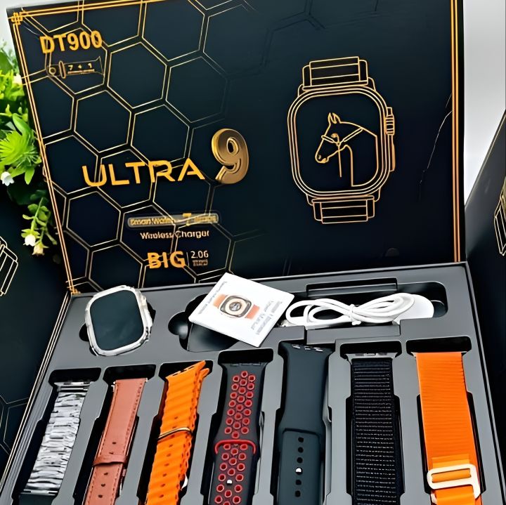 DT900 Ultra, Y20 Ultra, Y60 Ultra, i30 Pro Max, Ultra 7 in 1 Set, T900 Ultra, T800 Ultra, i50 Ultra Pro Max Suit smart watches in rendom straps Colour with high Quality / bluetooth and Touch smart watch